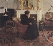 Fernand Khnopff Listingto Music by Schumann oil painting artist